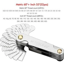 Outil Jauge De Filetage Inox, Jauge à Vis Avec 52 Lames Centre Gage Jauge à Pas 55 ° Et 60 ° (Métrique + Impérial) -Promos Outil Virtuose Magasin 97503657 2