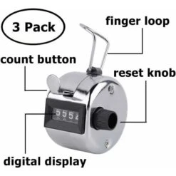 Compteur à Main 3 Pièces, Compteur De Tours Manuel à 4 Chiffres, Comptage Mécanique En Métal Jusqu'à 9999 Pour Le Casino -Promos Outil Virtuose Magasin 97520383 4