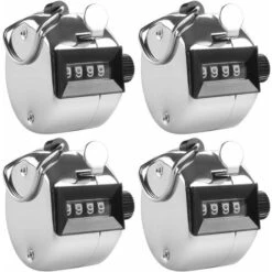 Compteur Portable à 4 Chiffres, Paquet De 4 Clicker Manuel Mécanique Avec Anneau De Doigt En Métal - Argent