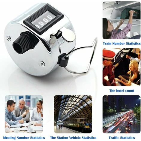 Compteur Portable à 4 Chiffres, Paquet De 4 Clicker Manuel Mécanique Avec Anneau De Doigt En Métal - Argent 4 Compteur Portable à 4 Chiffres, Paquet De 4 Clicker Manuel Mécanique Avec Anneau De Doigt En Métal - Argent – Image 2