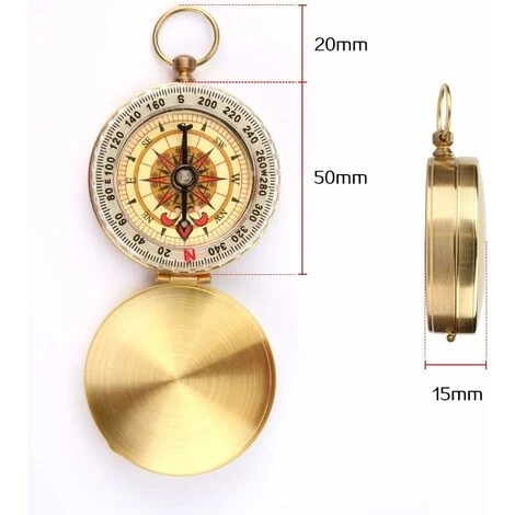 Compass Outdoor, Portable Boussole De Poche En Laiton Boussole Classique Montre De Poche Boussole De Marche Imperméable à Rabat Avec Chiffres Lumineux Pour Camping, Randonnée, Chasse Et Activités De P 5 Compass Outdoor, Portable Boussole De Poche En Laiton Boussole Classique Montre De Poche Boussole De Marche Imperméable à Rabat Avec Chiffres Lumineux Pour Camping, Randonnée, Chasse Et Activités De P – Image 3