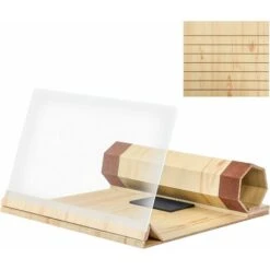 Écran Grossissant De Téléphone Portable, Projecteur Pliable De Loupe De 12 "Écran 3D Support De Téléphone En Bois Zooms Stand Loupe Pour Tous Les Modes De Smartphone (jaune Clair) -Promos Outil Virtuose Magasin 98442729 5