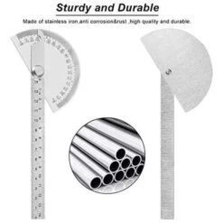 Rapporteur En Acier Inoxydable 0-180° Bras De Jauge D'Angle Règle De Mesure Outil Ingénieur Rapporteur Avec Règle De 140mm, Règle D'Angle Universelle Pour Dessin De Peinture -Promos Outil Virtuose Magasin 98515553 3