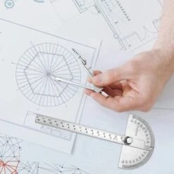 Rapporteur En Acier Inoxydable 0-180° Bras De Jauge D'Angle Règle De Mesure Outil Ingénieur Rapporteur Avec Règle De 140mm, Règle D'Angle Universelle Pour Dessin De Peinture -Promos Outil Virtuose Magasin 98515553 4