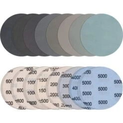 24 Pièces 125mm Papier De Verre Sec à L'eau, Abrasif Rond Grain 600/800/1000/1500/2000/3000/4000/5000 Papier A Poncer Disques De Ponçage Polissage Pour Métal Bois