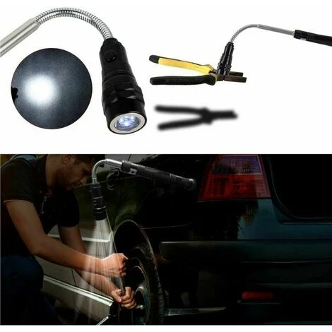 Outil De Préhension Magnétique, 1.5/20lb Outil De Ramassage Aimanté Et Miroir D'Inspection Carré/Rond, Avec LED Et Poignée Télescopique Pivoter à 360° (5Pcs) 4 Outil De Préhension Magnétique, 1.5/20lb Outil De Ramassage Aimanté Et Miroir D'Inspection Carré/Rond, Avec LED Et Poignée Télescopique Pivoter à 360° (5Pcs) – Image 2