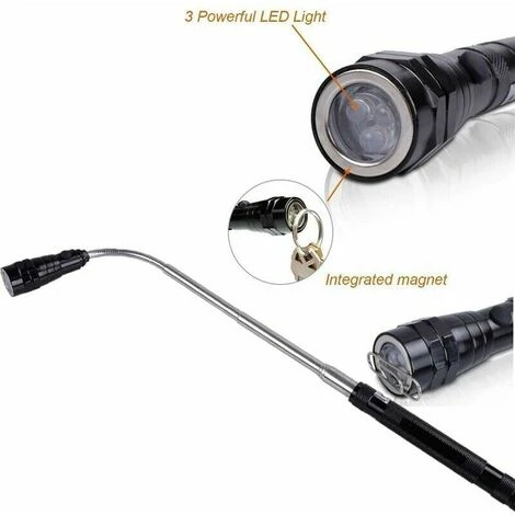 Outil De Préhension Magnétique, 1.5/20lb Outil De Ramassage Aimanté Et Miroir D'Inspection Carré/Rond, Avec LED Et Poignée Télescopique Pivoter à 360° (5Pcs) 5 Outil De Préhension Magnétique, 1.5/20lb Outil De Ramassage Aimanté Et Miroir D'Inspection Carré/Rond, Avec LED Et Poignée Télescopique Pivoter à 360° (5Pcs) – Image 3