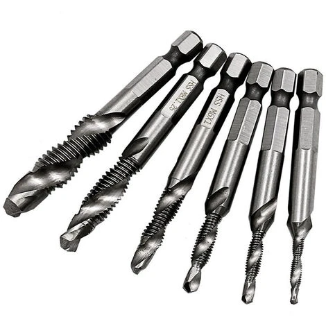 6pcs Foret Combo HSS Tige Hexagonale M3-M10 Filetage Taraud Argent 3 6pcs Foret Combo HSS Tige Hexagonale M3-M10 Filetage Taraud Argent