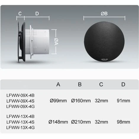 Hotte De Salle De Bains 100 Mm, Ventilateur Temporisé Pour Salles De Bains, Cuisines, Balcons Et Garages, Hotte Silencieuse, Ronde, (4" / Plaque D'aluminium Argentée) 5 Hotte De Salle De Bains 100 Mm, Ventilateur Temporisé Pour Salles De Bains, Cuisines, Balcons Et Garages, Hotte Silencieuse, Ronde, (4" / Plaque D'aluminium Argentée) – Image 3